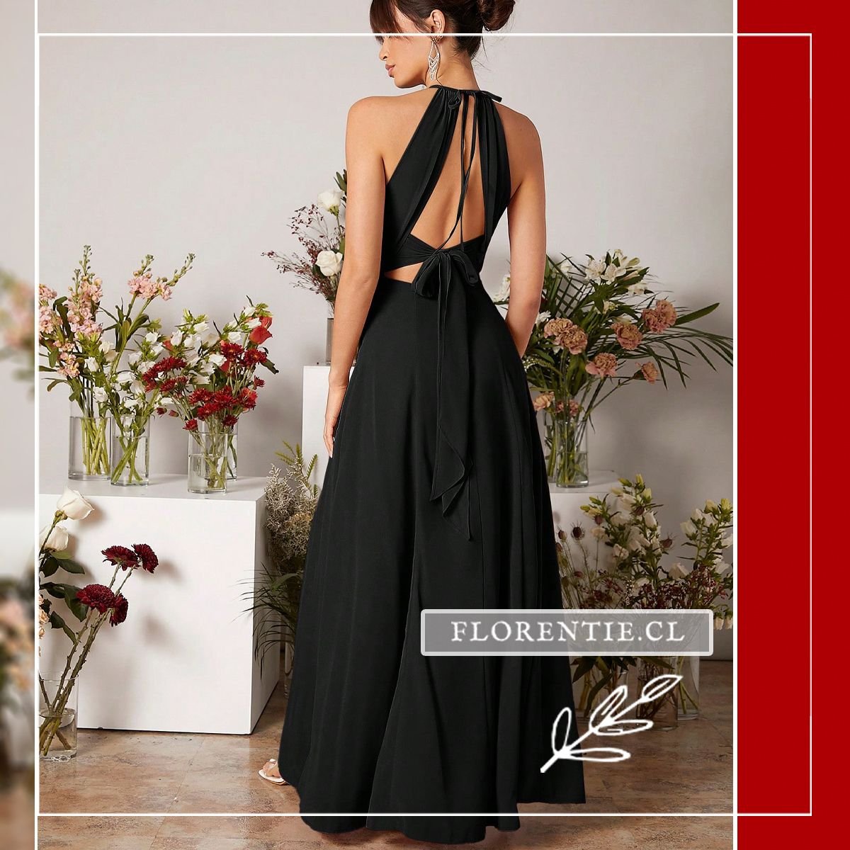 Espalda vestido fiesta cuello alto