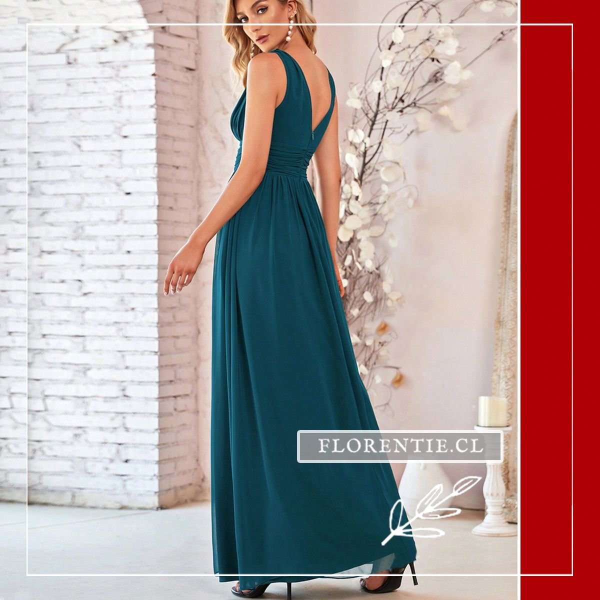 Espalda vestido fiesta cuello v