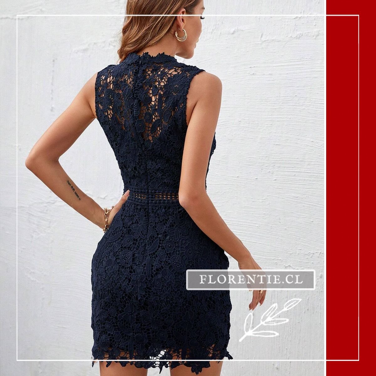 Espalda vestido fiesta encaje corto