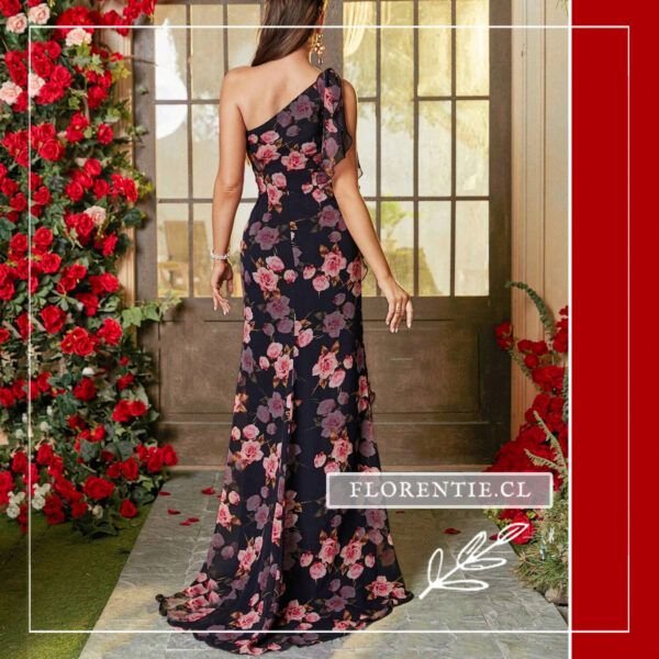 Espalda vestido fiesta estampado largo
