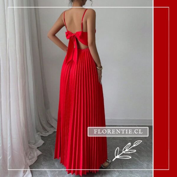 Espalda vestido fiesta falda plisada