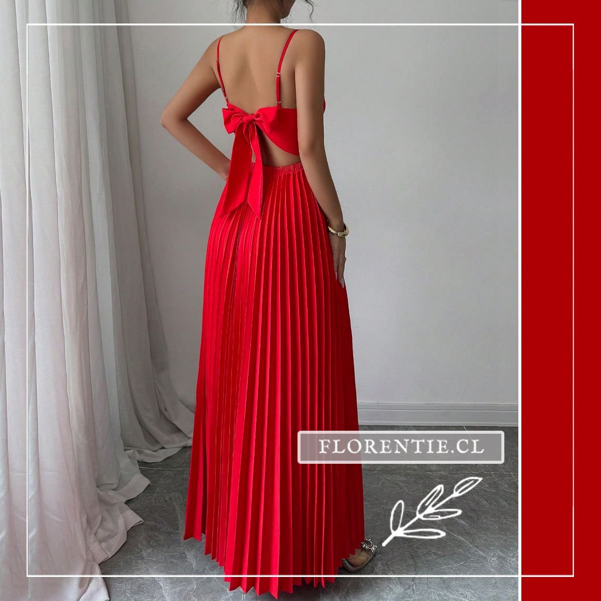 Espalda vestido fiesta falda plisada