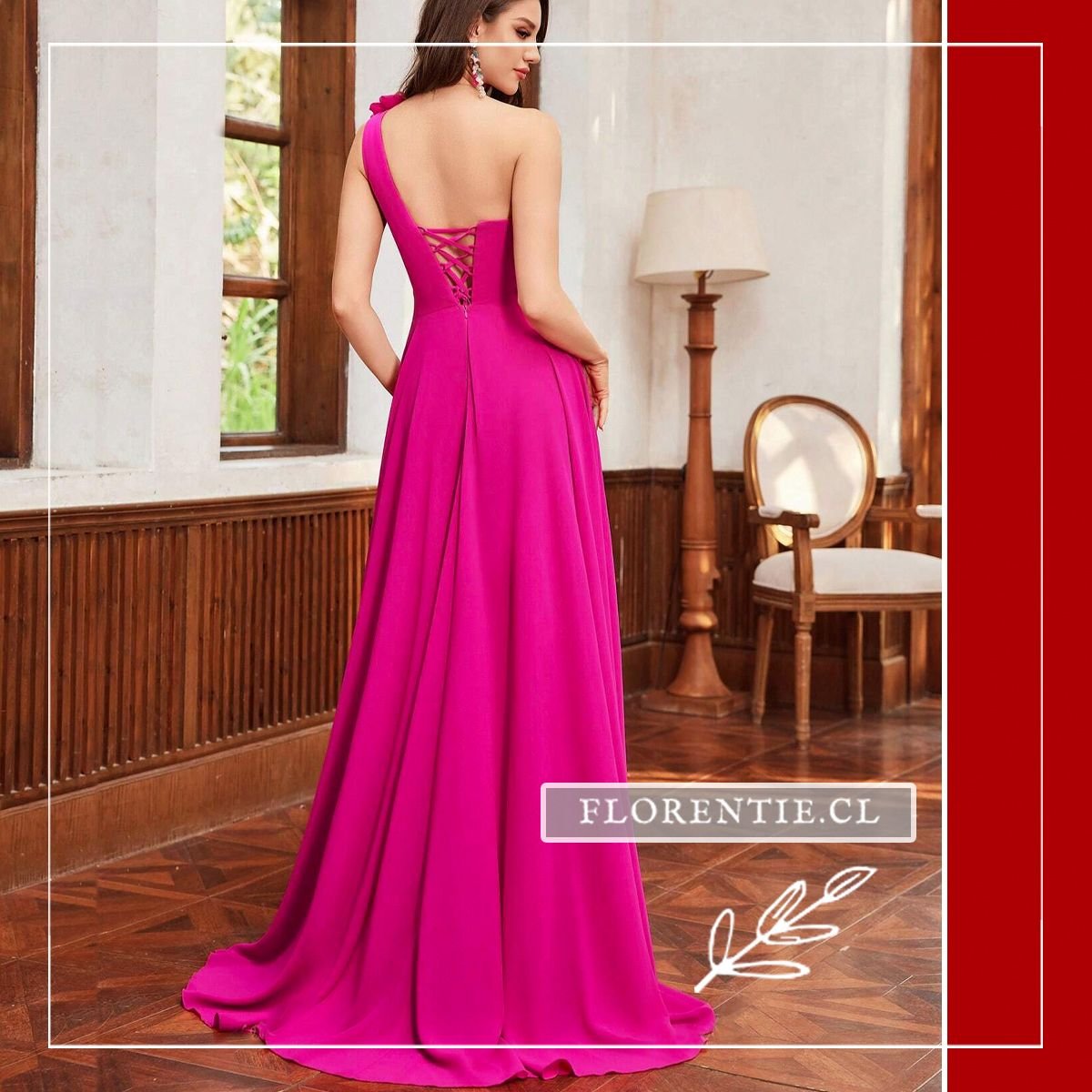 Espalda vestido fiesta falda vuelo