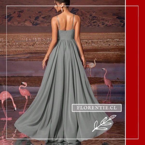 Espalda vestido fiesta gris
