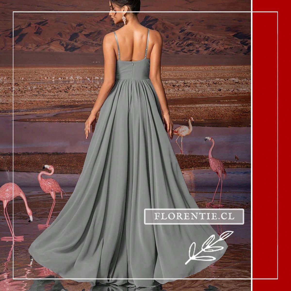 Espalda vestido fiesta gris