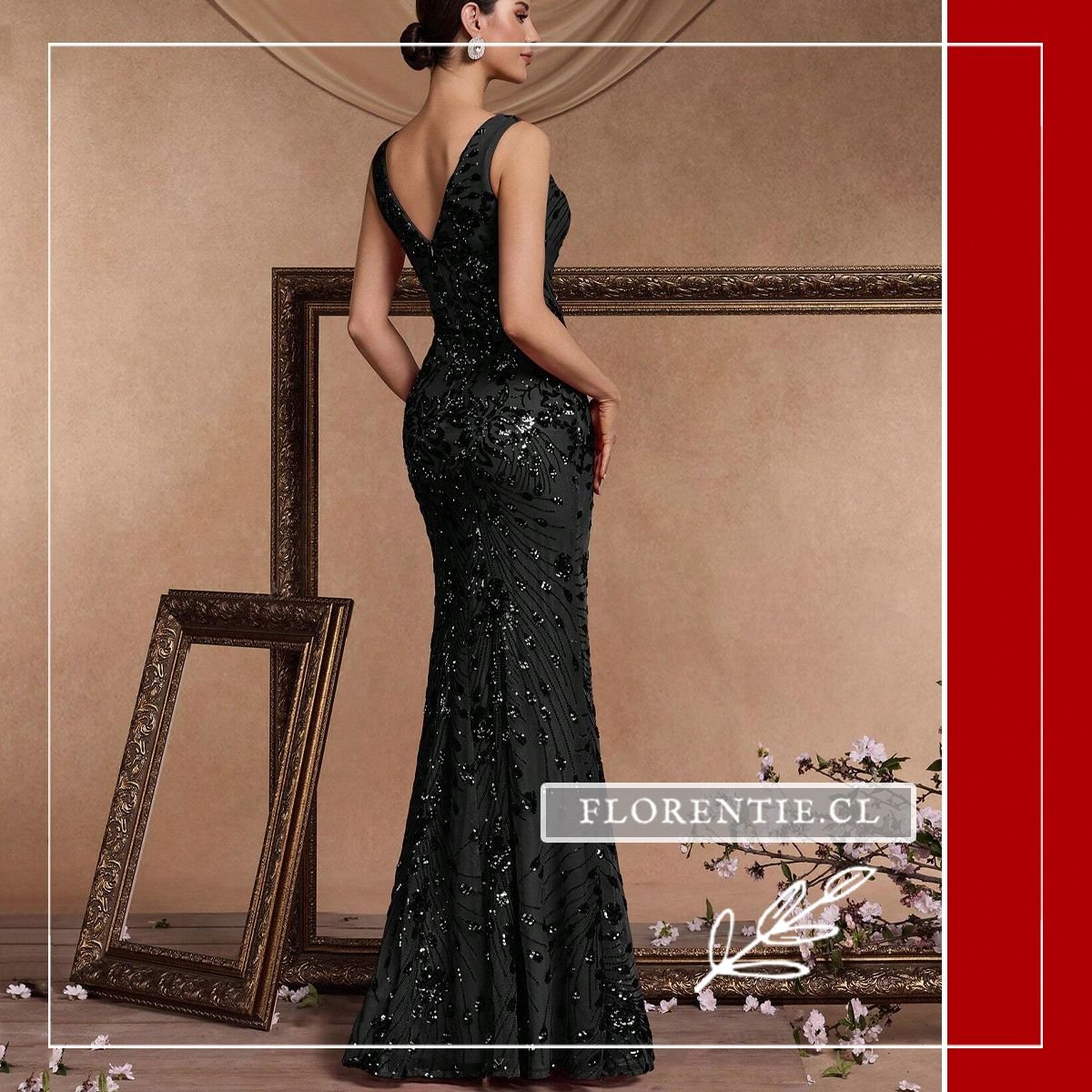Espalda vestido fiesta lentejuelas blanco
