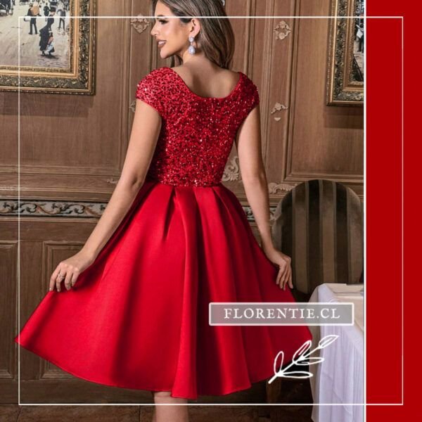 Espalda vestido fiesta lentejuelas rojo