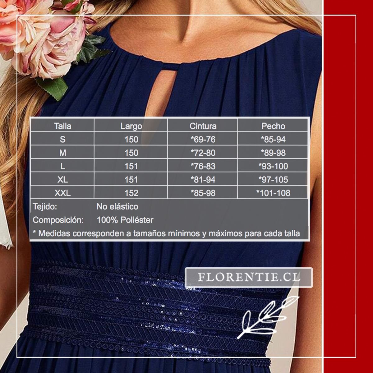 Medidas vestido fiesta evase