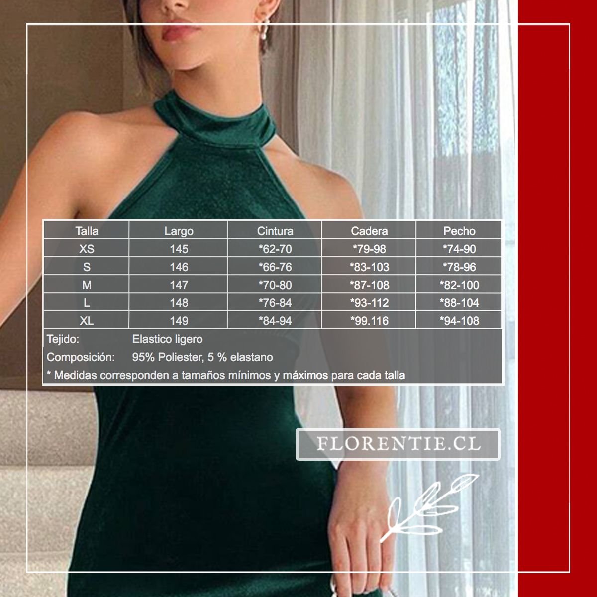 Medidas vestido fiesta terciopelo verde