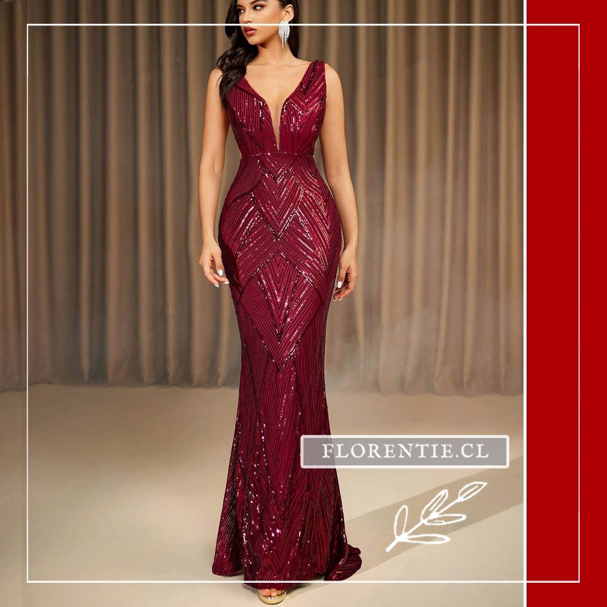 Vestido burdeos lentejuelas