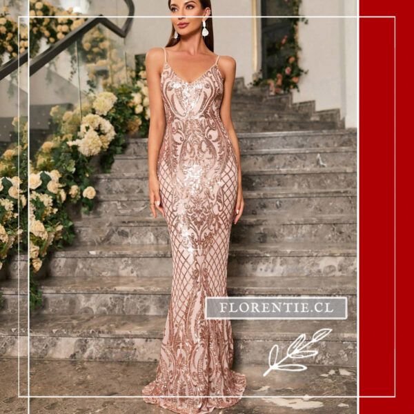 Vestido color dorado largo ajustado