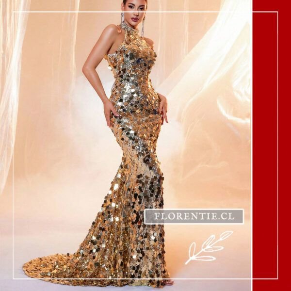 Vestido color dorado largo elegante