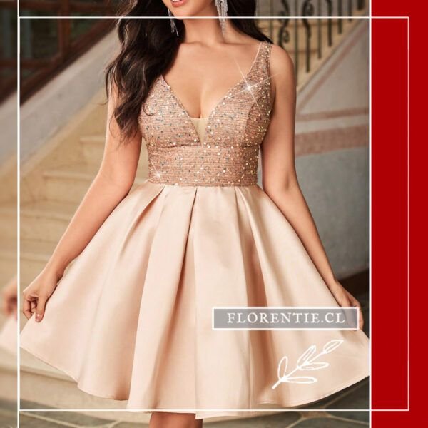 Vestido corto acampanado mujer