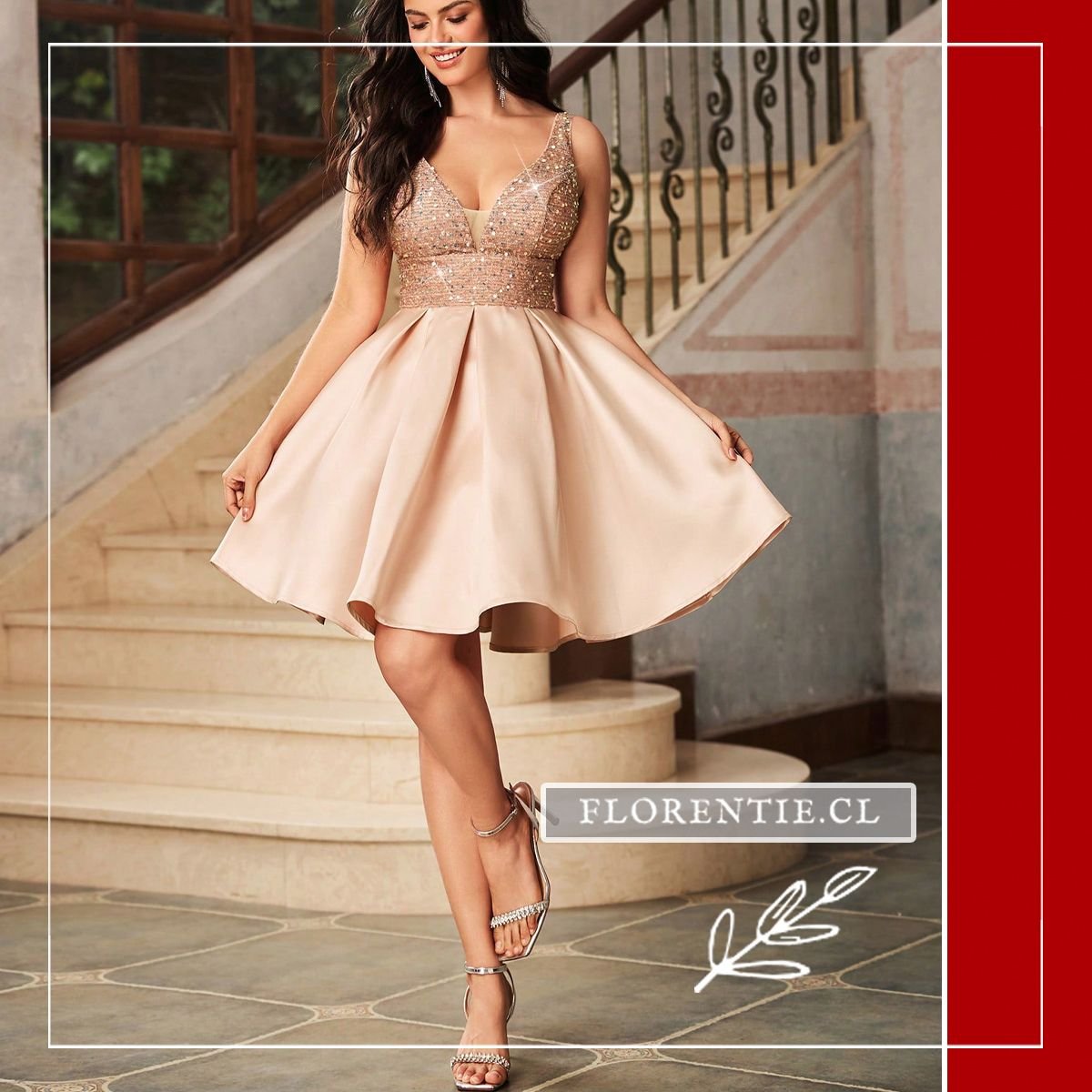 Vestido corto acampanado para fiesta