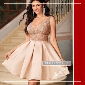 Vestido de fiesta corto acampanado Emilia