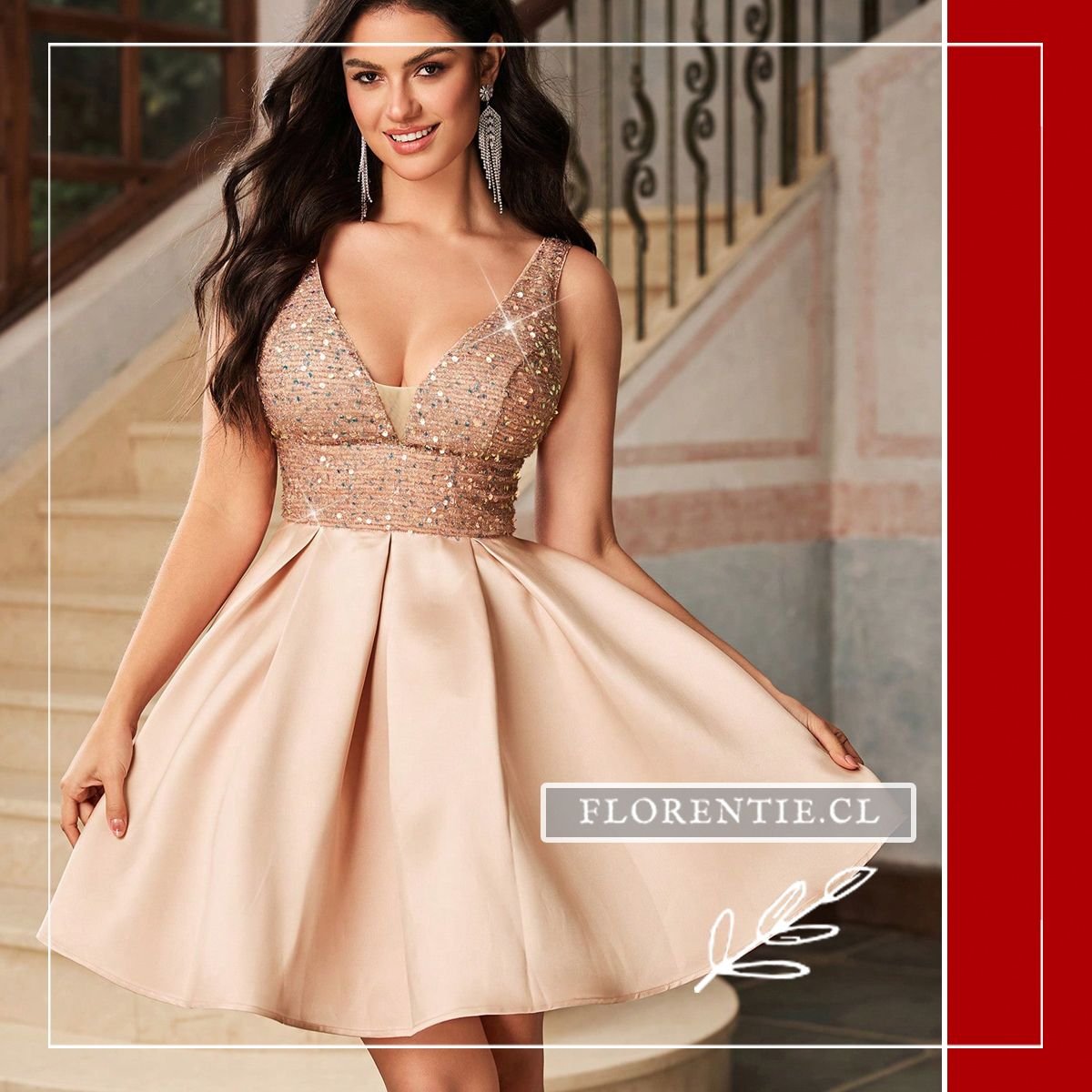 Vestido de fiesta corto acampanado