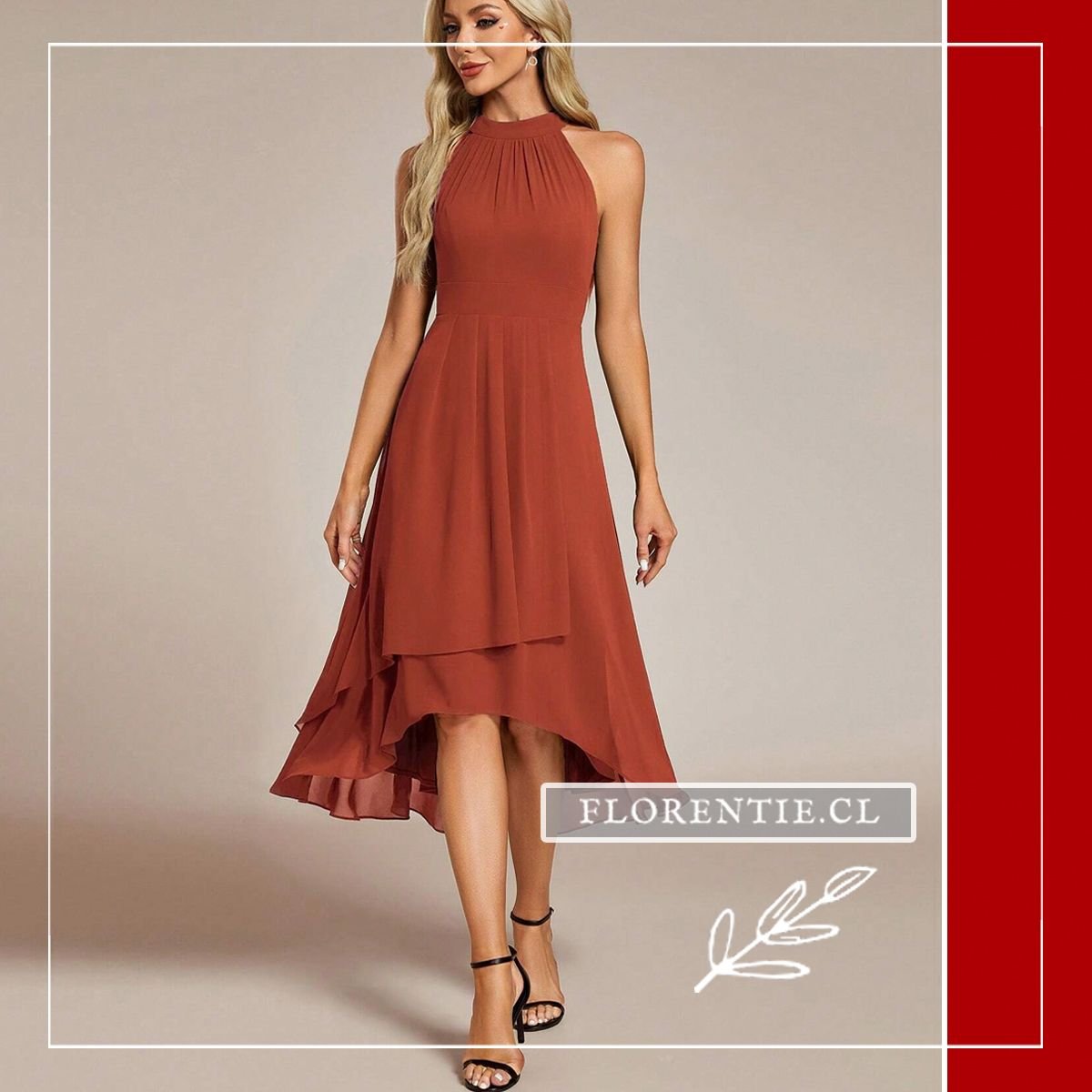Vestido de fiesta corto adelante y largo atrás