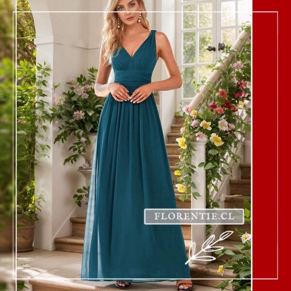 Vestido de fiesta cuello en V