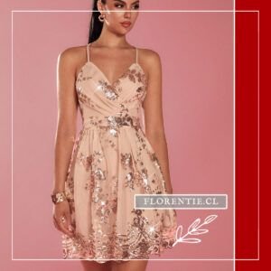 Vestido dorado acampanado Leslie