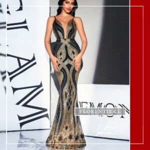 Vestido dorado con negro Celine