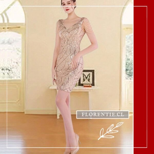 Vestido dorado corto fiesta
