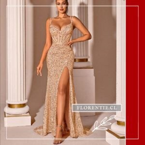 Vestido dorado escotado Cleo