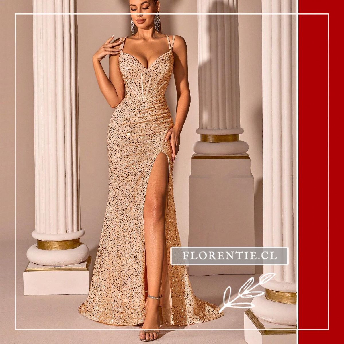 Vestido dorado escotado