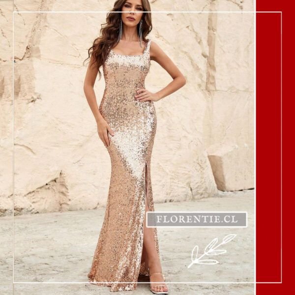 Vestido dorado invitada boda Regina