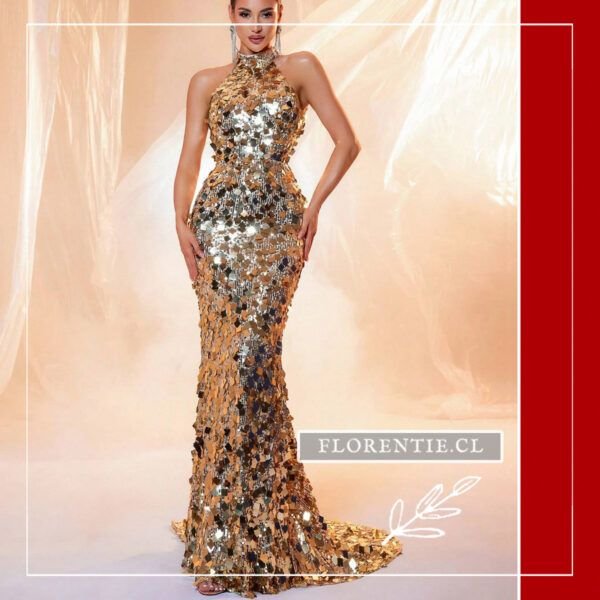 Vestido dorado largo Justine