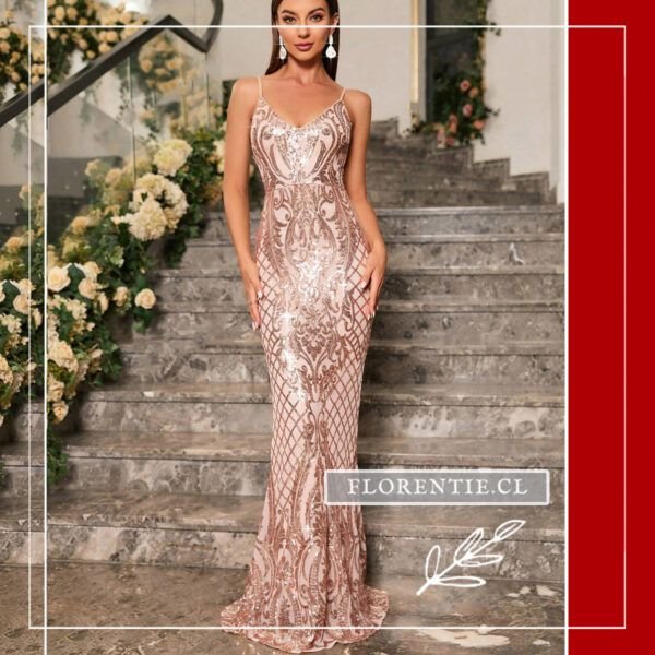 Vestido dorado largo ajustado