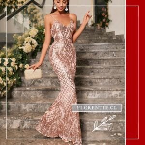 Vestido dorado largo ajustado Sara
