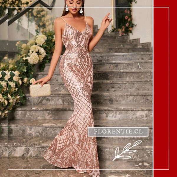 Vestido dorado largo ajustado Sara