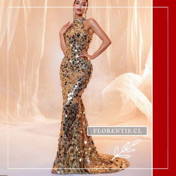 Vestido dorado largo elegante