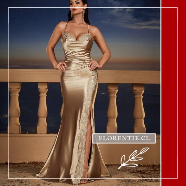 Vestido dorado liso gala