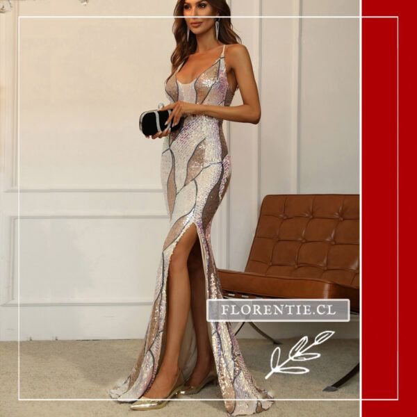 Vestido dorado y blanco