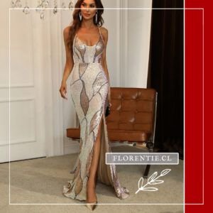 Vestido dorado y blanco Luana