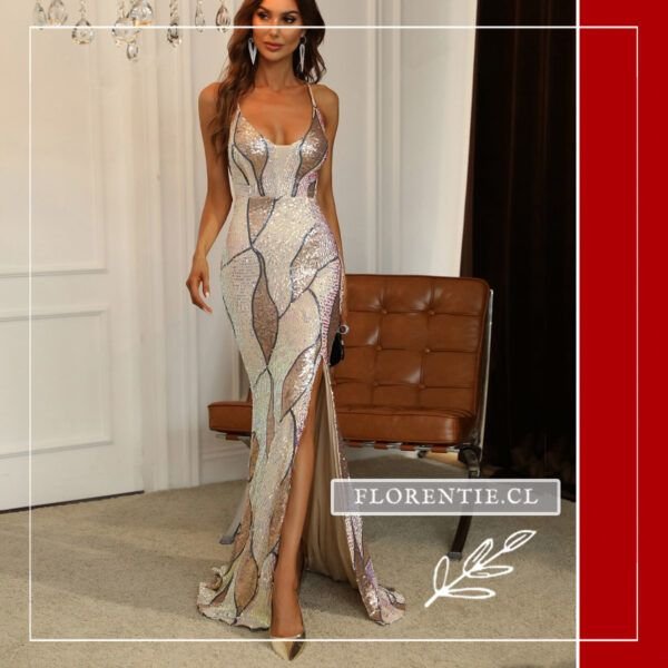 Vestido dorado y blanco Luana