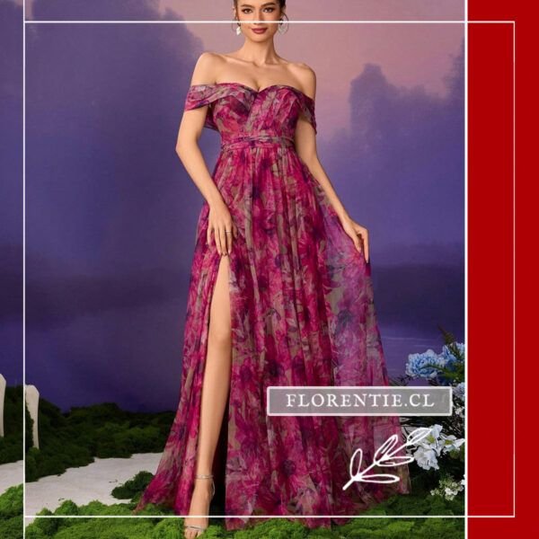 Vestido estampado largo para fiesta de noche