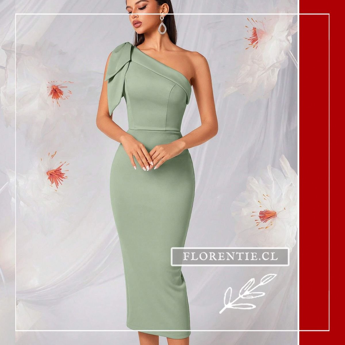 Vestido fiesta asimetrico largo verde menta