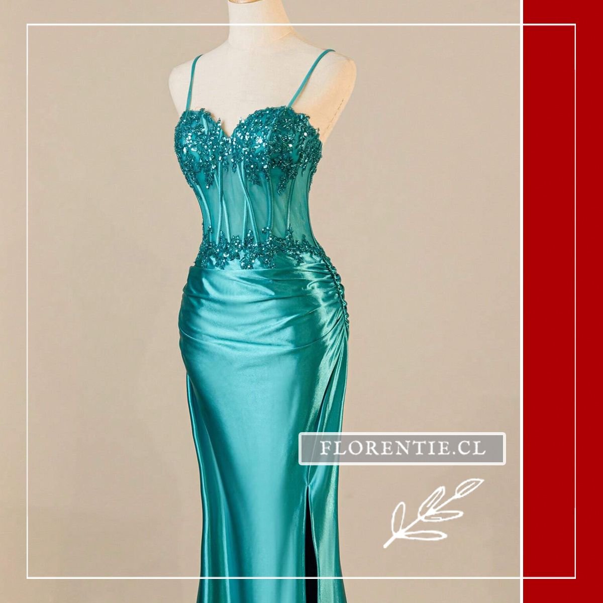 Vestido fiesta azul turquesa