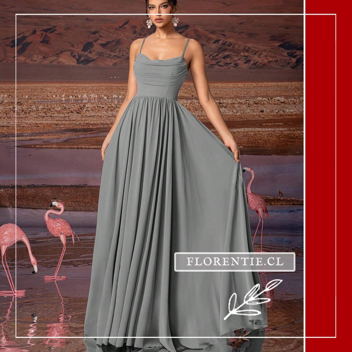 Vestido fiesta color gris