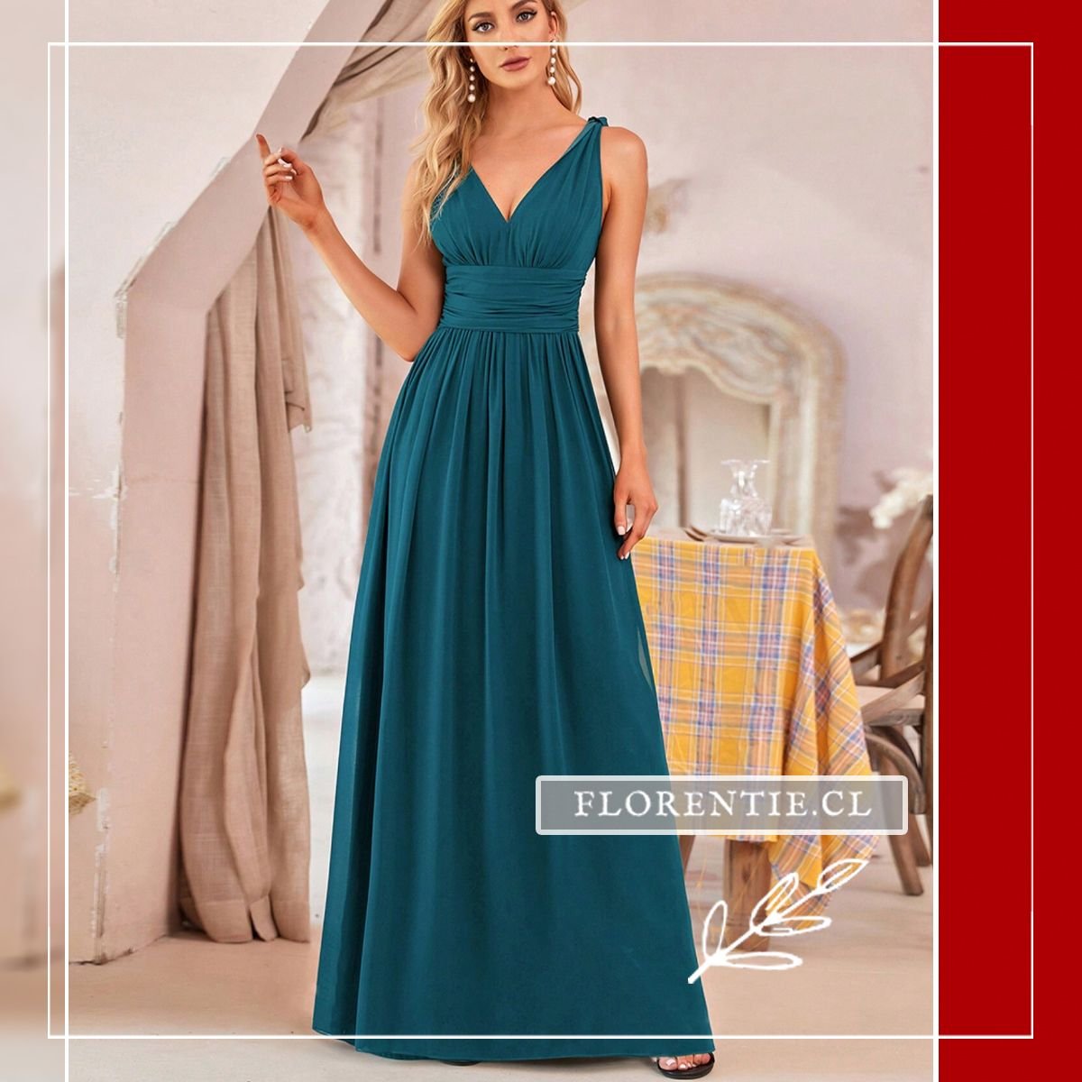 Vestido fiesta cuello V