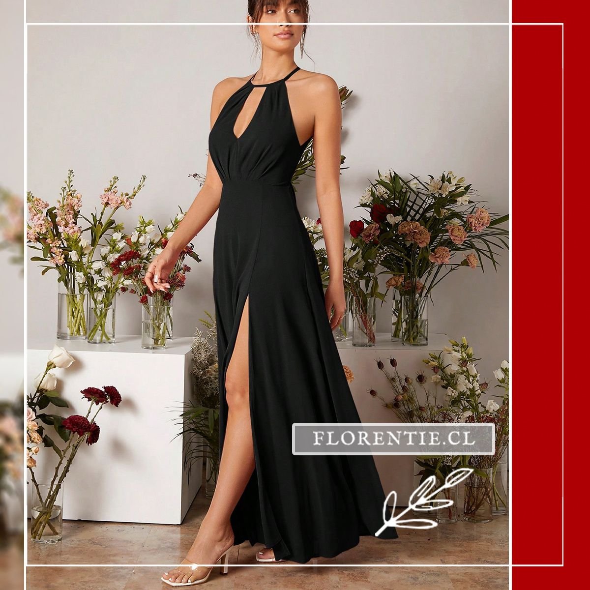 Vestido fiesta cuello alto