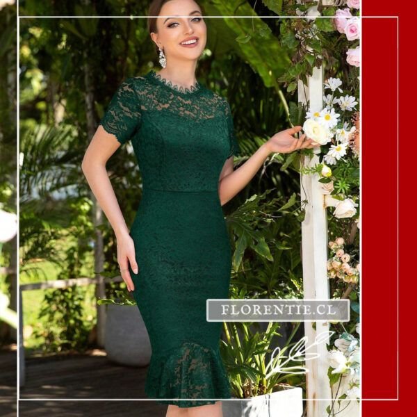 Vestido fiesta encaje verde