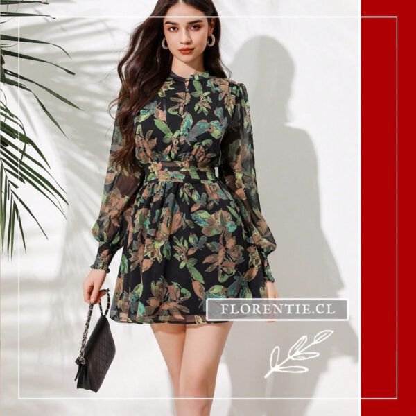 Vestido fiesta estampado corto Rose