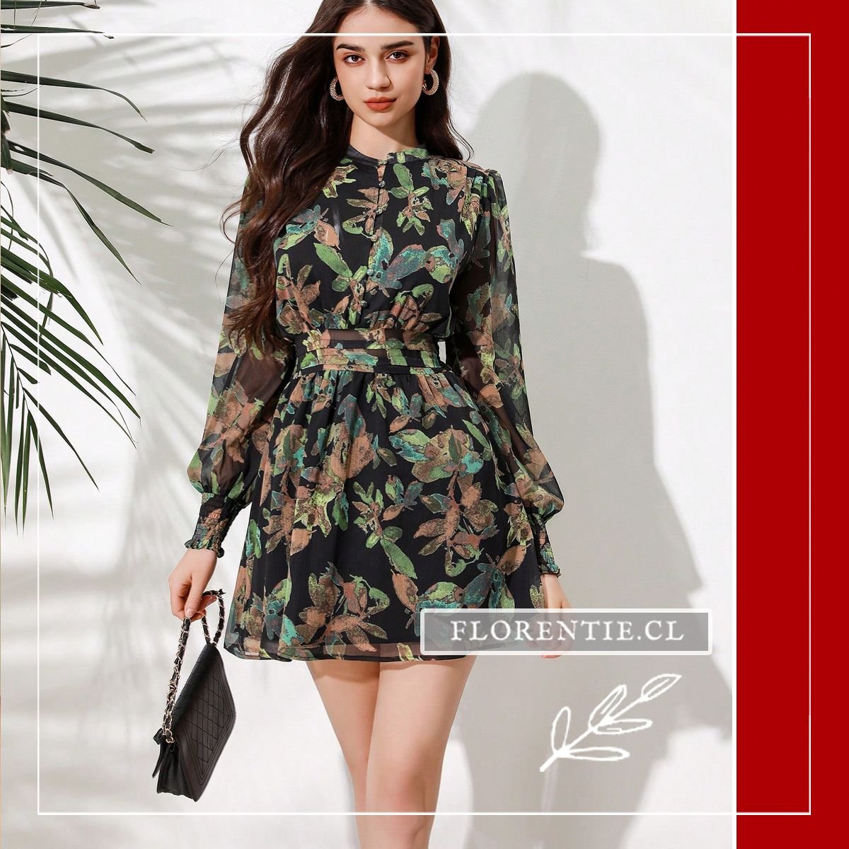 Vestido fiesta estampado corto Rose