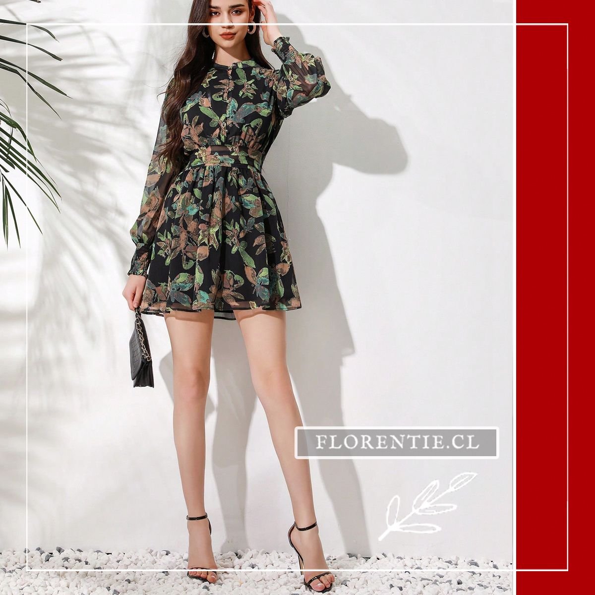 Vestido fiesta estampado corto floral