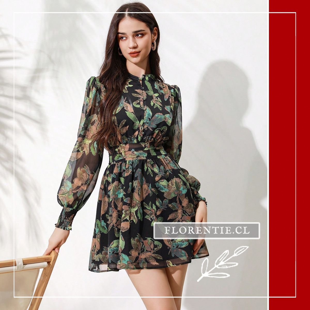 Vestido fiesta estampado corto mujer floreado