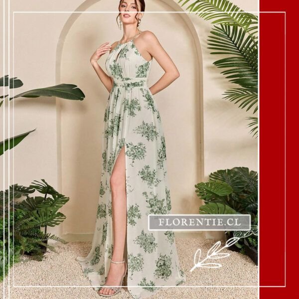 Vestido fiesta estampado floral largo