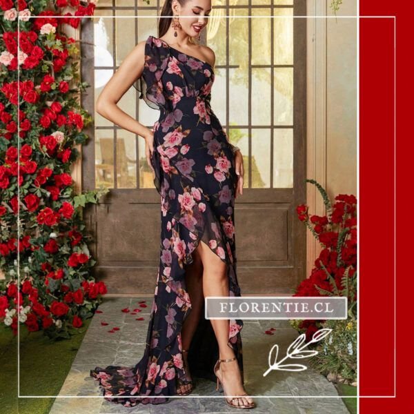 Vestido fiesta estampado flores largo